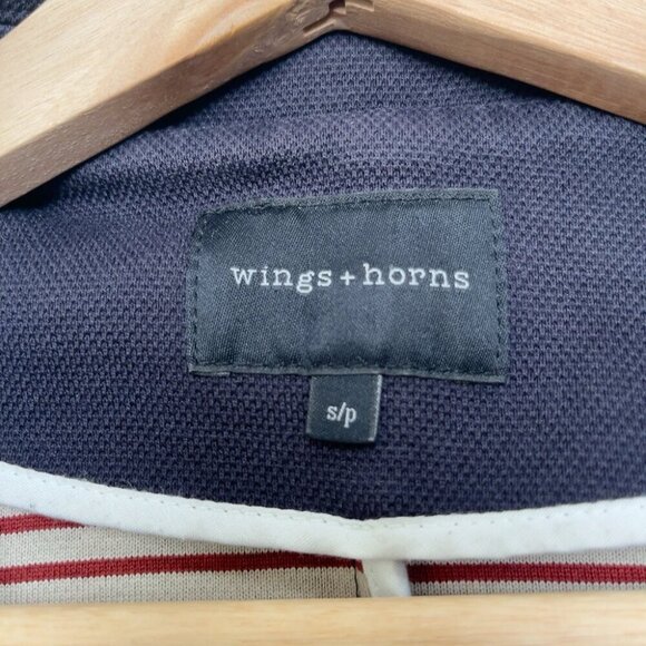 WINGS + HORNS Mens Small Navy Pique Cotton Utility Blazer - Picture 10 of 16